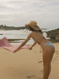 Pulu Ruched Thong Bottom - Ash Blue- FINAL SALE