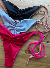 Pulu Ruched Thong Bottom - Ash Blue- FINAL SALE