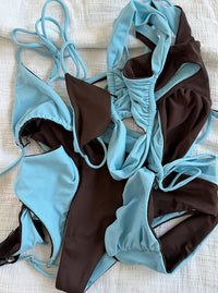 Palma Hip Hugger Bottom - Brown/Baby Blue