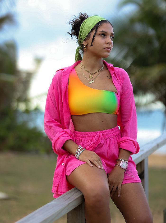 Icaco Long Sleeve & Short Set - Flamingo