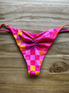 Isla Ruched Midcoverage Bottom - Pink Checker