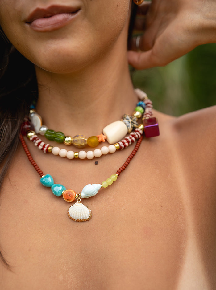 Neutral Beach Necklace Stack