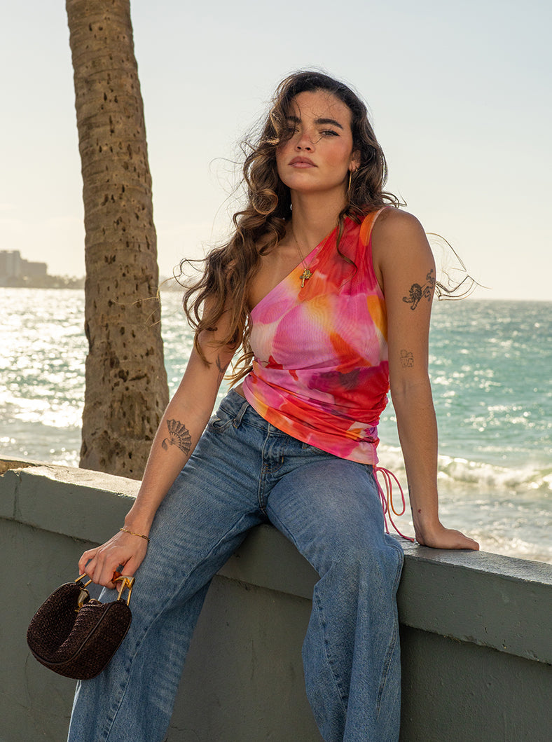One Shoulder Top- Orchid