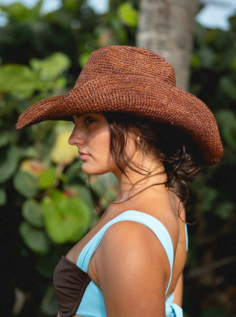Raffia Cowboy Hat- Brown