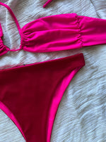 Arena Mid Rise- Bikini Bottom- Red/Neon Pink - FINAL SALE- DAMAGED