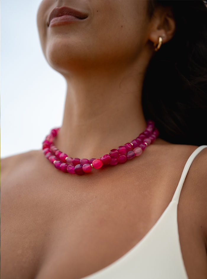Magenta Agata Necklace