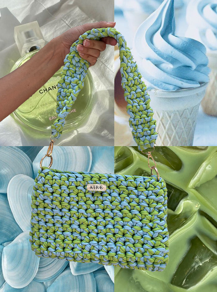 Solé Crochet Bag - Baby Blue/Green
