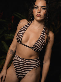 Lily High Waisted Bottom- Brown Zebra