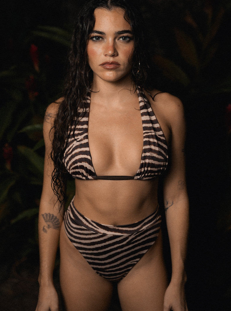 Lily High Waisted Bottom- Brown Zebra