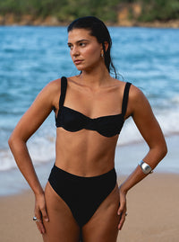 Lily High Waisted Bottom - Black Rib