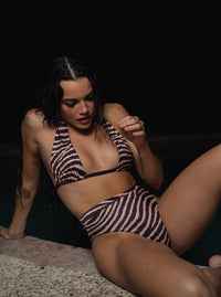 Lily High Waisted Bottom- Brown Zebra