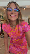 Vicky Tee Dress - Pink Checker