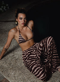 Sofi Silky Pants - Brown Zebra
