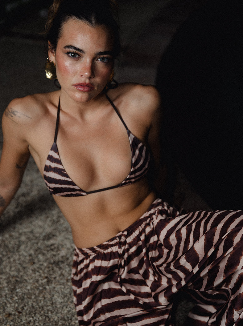 Lula Triangle Top- Brown Zebra