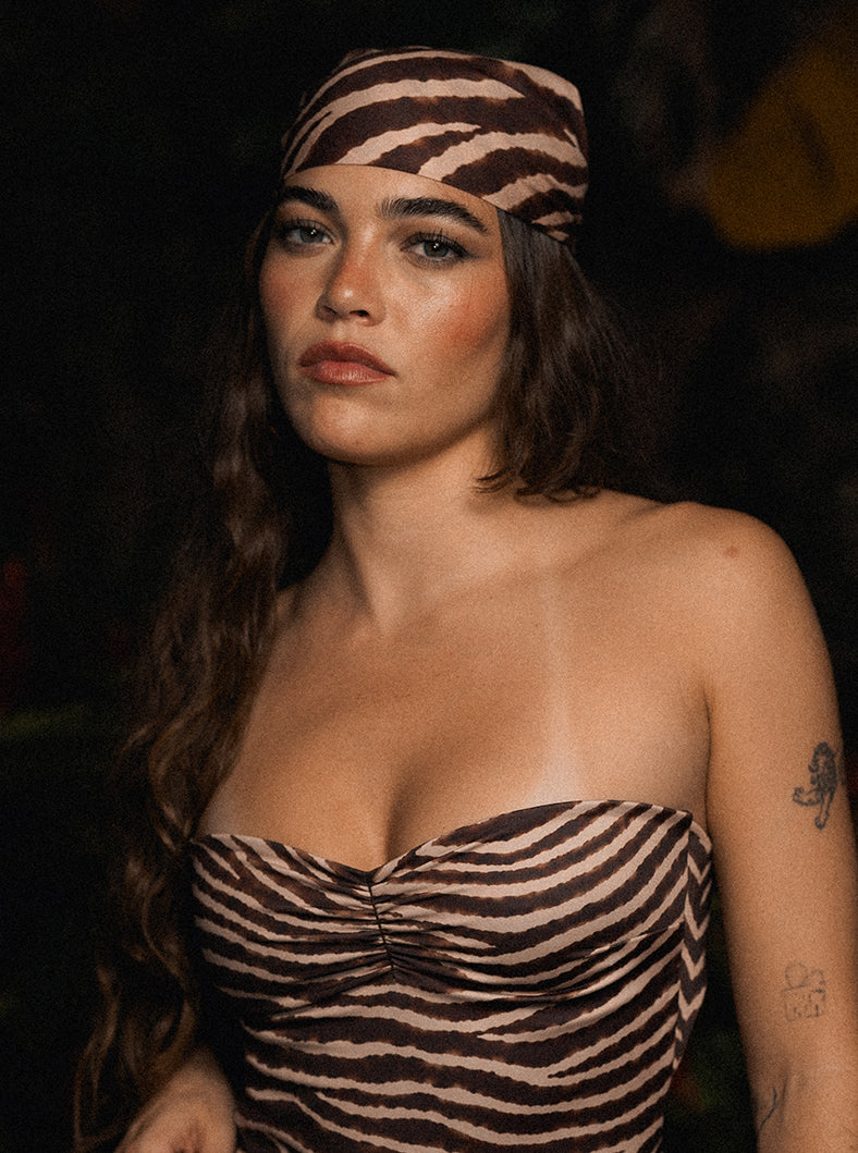 Head Scarf- Brown Zebra
