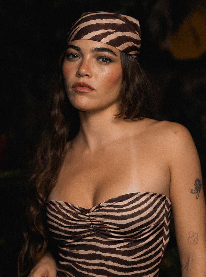 Head Scarf- Brown Zebra