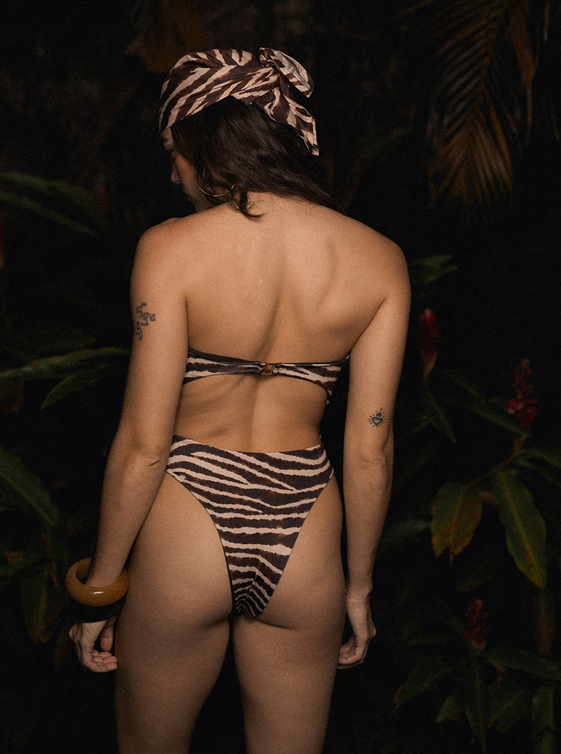 Isabela Strapless Onepiece - Brown Zebra
