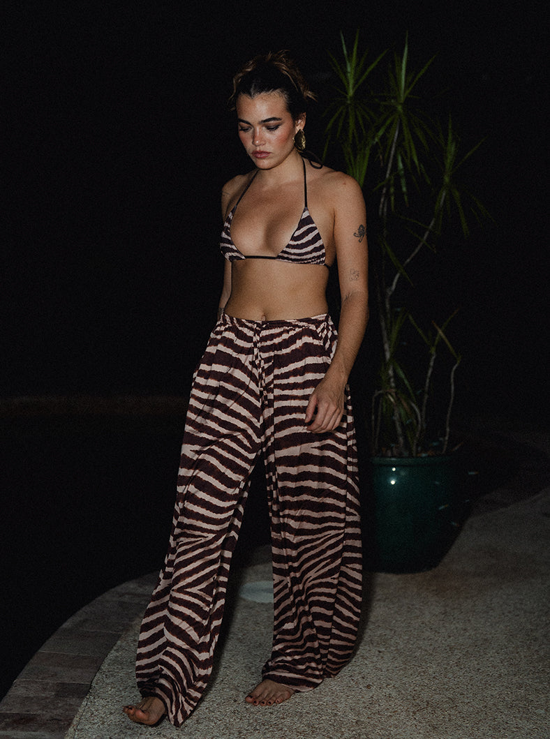 Sofi Silky Pants - Brown Zebra