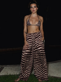 Sofi Silky Pants - Brown Zebra